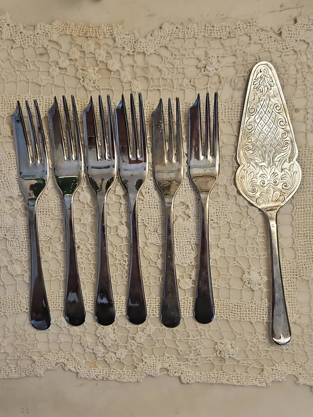 SHEFFIELD ENGLAND            7 Piece Dessert/Appetizer Silver Service Set VTG